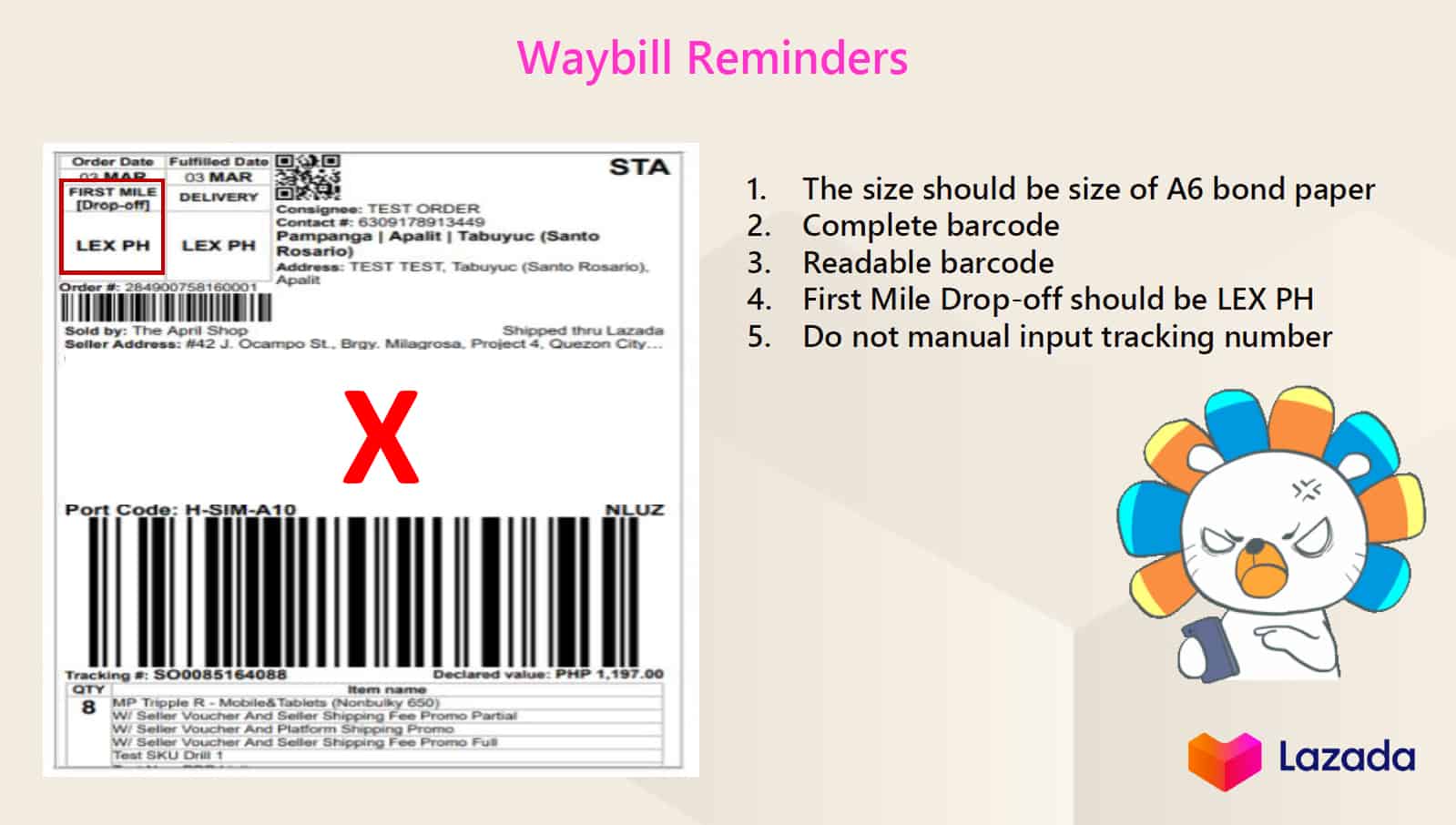 laszada drop off waybill reminder from grandson travel and tours